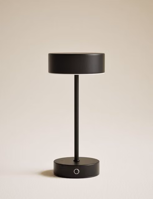 M&S Modern LED Rechargeable Tabletop Dome Lamp in Black