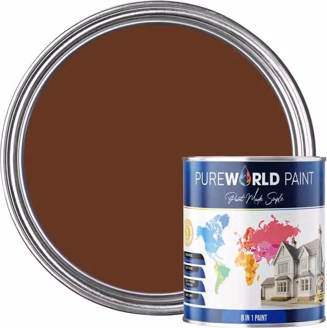 Pureworld Multi Surface Indoor and Outdoor All-In-One Matt Dispersion Paint, Light Brown, 1 l – 1