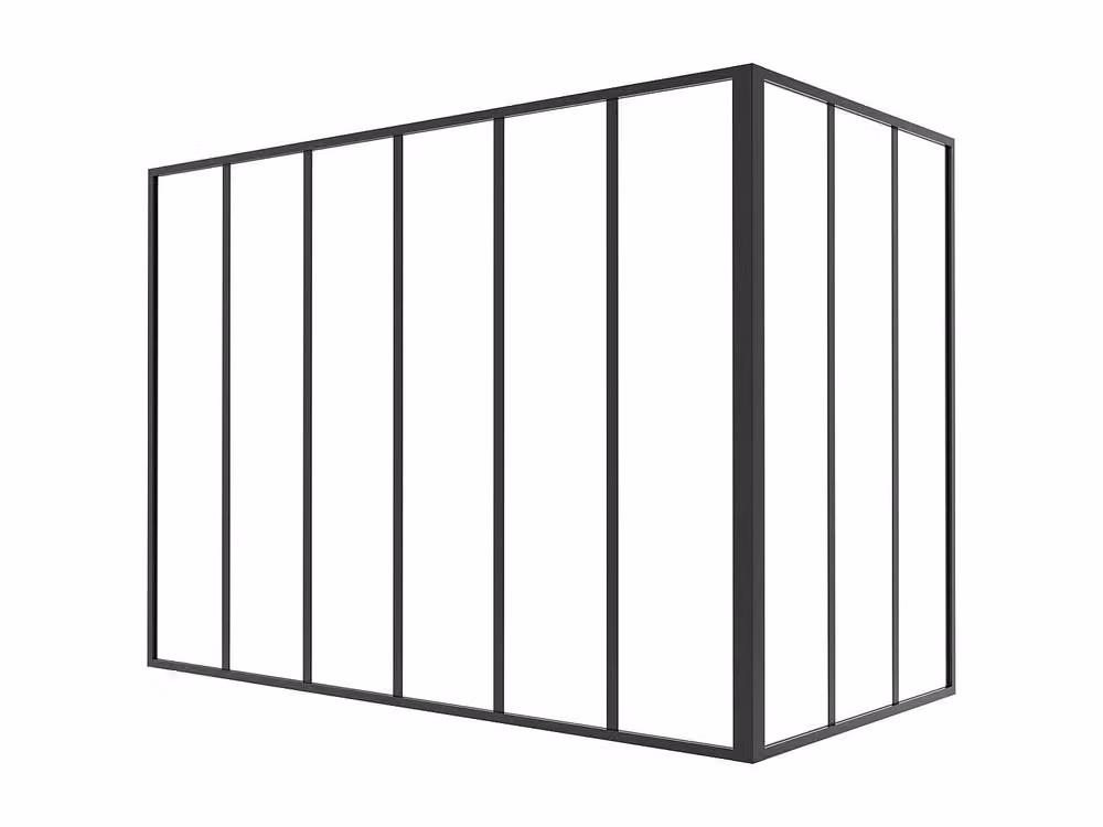 Vente-unique Corner Workshop Industrial Aluminium Partition Window with Double Glass, Black, W: 180 cm, D: 90 cm, H: 130 cm – 2