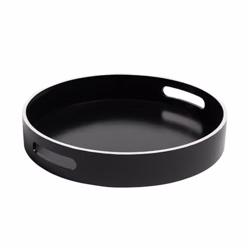 OHS Round Monochrome Plastic Serving Tray with Handles, Diameter: 30 cm – 3
