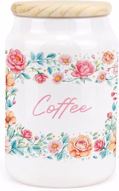 Purely Home Pink Floral Ceramic Coffee Storage Canister