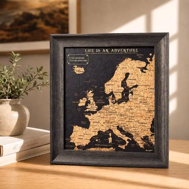 Fragranced Humour Europe Travel Map with Pins in Black, W/D/H: 30 x 2 x 25 cm – 1