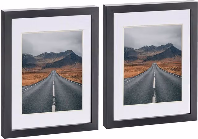 Nicola Spring Pack of 2 Rectangular Photo Frames in Black and White with 5x7 inch Mount, W/H: 25.4 x 20.32 cm