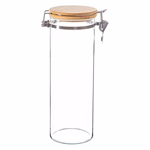 Argon Tableware Glass Storage Jar with Wooden Clip Lid, 1.75 l, Transparent – 1