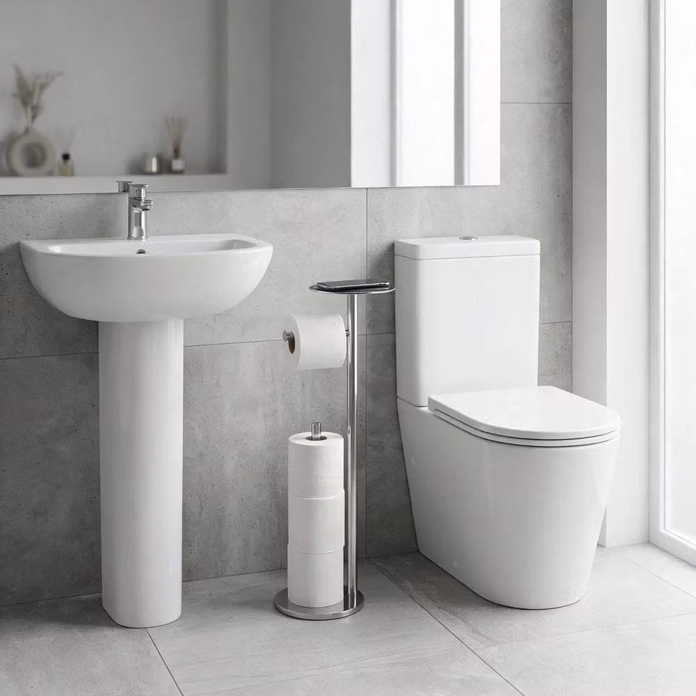 Kelvenix Free Standing Toilet Roll Holder in Silver – 2