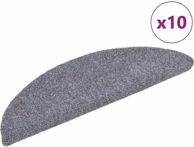 Berkfield Home Self-adhesive Needle Punch Stair Mats, 10 Pack, Light Grey, W: 56 cm, D: 17 cm