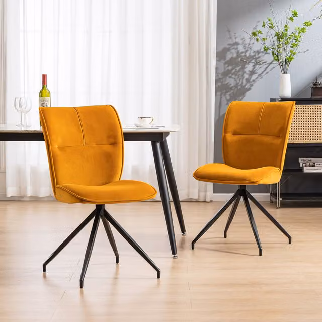 More4Homes Set of 4 Dina Modern Velvet Dining Chairs in Yellow