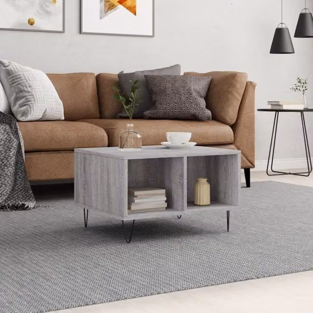 Berkfield Home Grey Sonoma Coffee Table, W: 60 cm, D: 50 cm, H: 36.5 cm