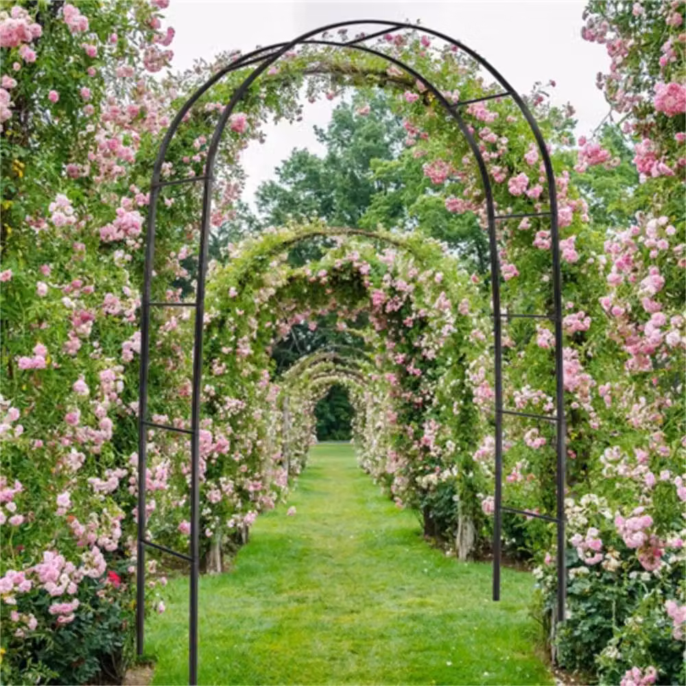 NESTLUNE XL Solid Metal Garden Arbour Wedding Party Arch in Black – 3