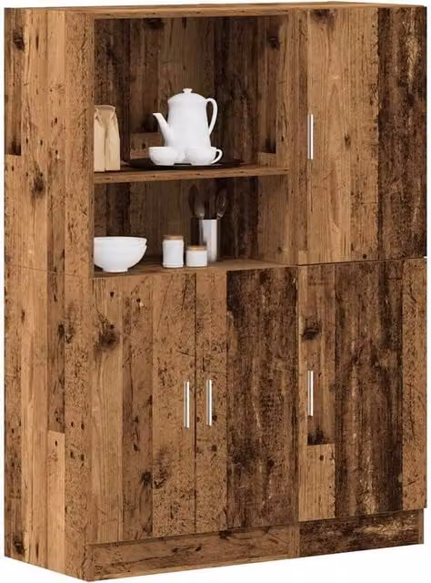 Berkfield Home 2 Piece Rustic Brown Wall Mounted Kitchen Cabinet Set with Hinged Doors and Internal Shelves