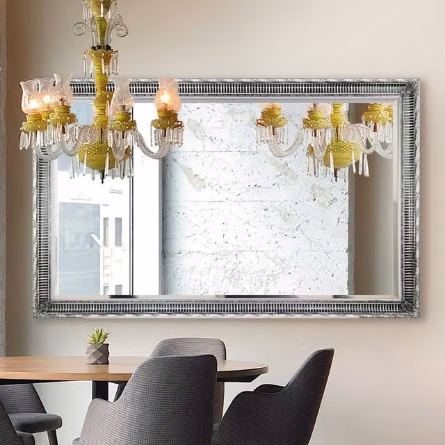MirrorOutlet Fenton Vintage Silver Antique Design Large Rectangular Wall Mirror, H: 172 cm x W: 91 cm