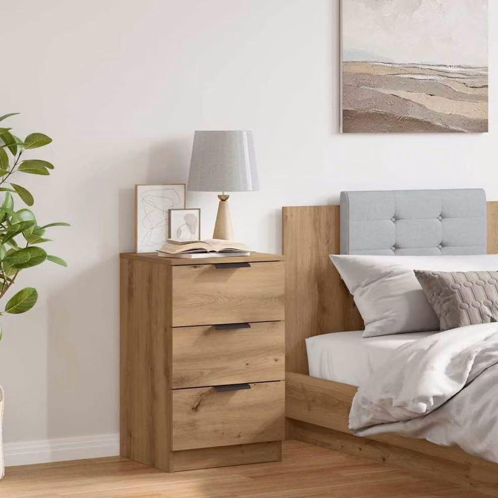 Berkfield Home Artisan Oak Bedside Cabinet in Brown, W/D/H: 40 x 36 x 65 cm – 2