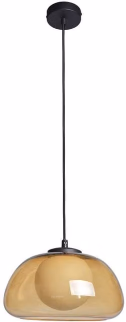 Netlighting Ainale Dome Pendant Ceiling Light in Black with Smoked Glass Shade