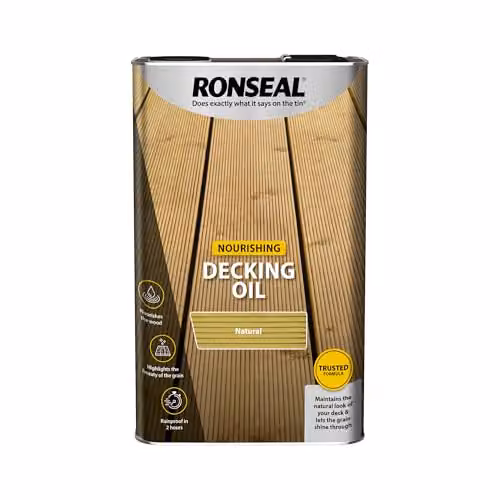 Ronseal Natural Decking Oil with UV Protection for Wood, 5 l