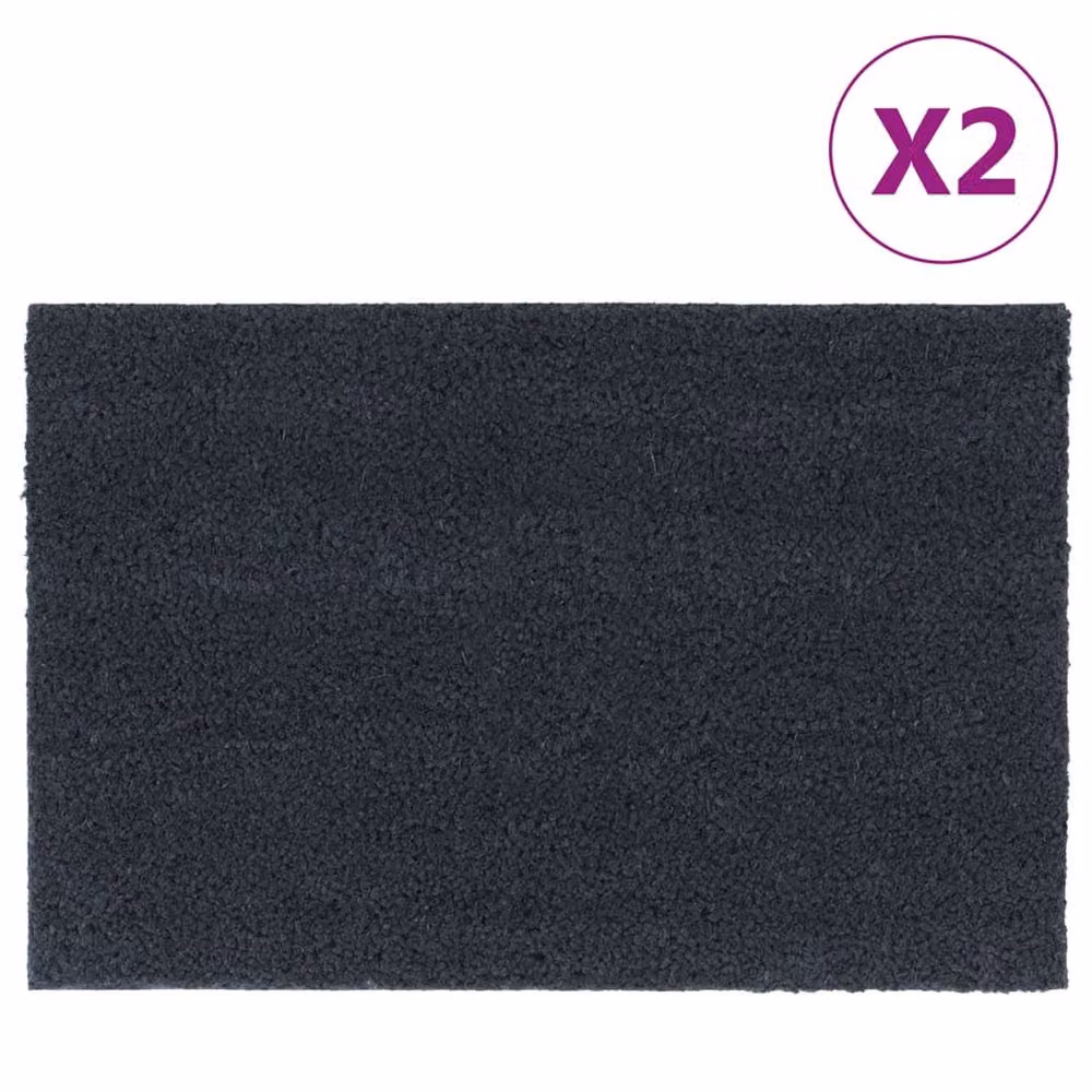 Berkfield Home Tufted Coir Door Mats, 2 Pack, Grey, W: 60 cm, D: 40 cm – 2