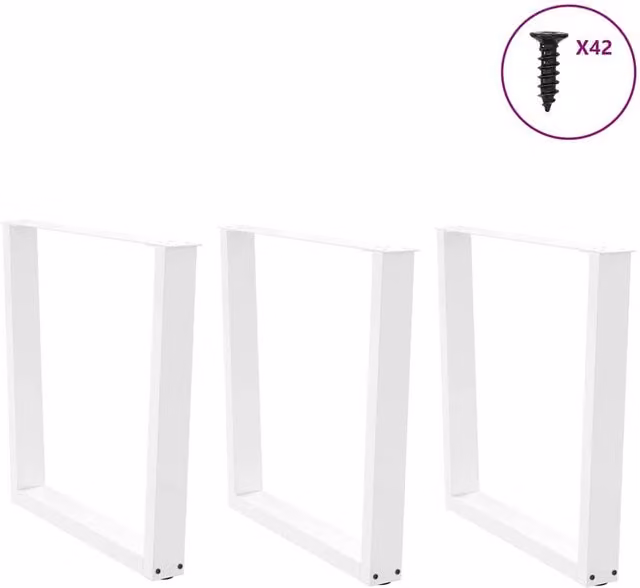 Berkfield Home Modern V-Shape Dining Table Legs, 3 Piece Set, White Steel