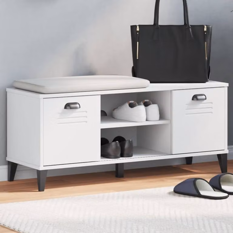 Berkfield Home VIKEN Shoe Bench in White, W/D/H: 106 x 35 x 45 cm