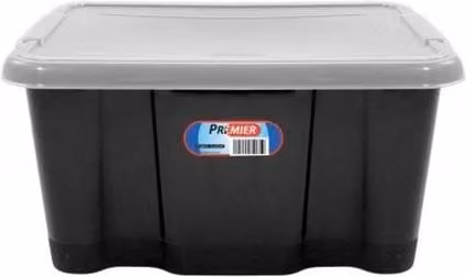 Premier Solid Plastic Storage Box with Lid in Black