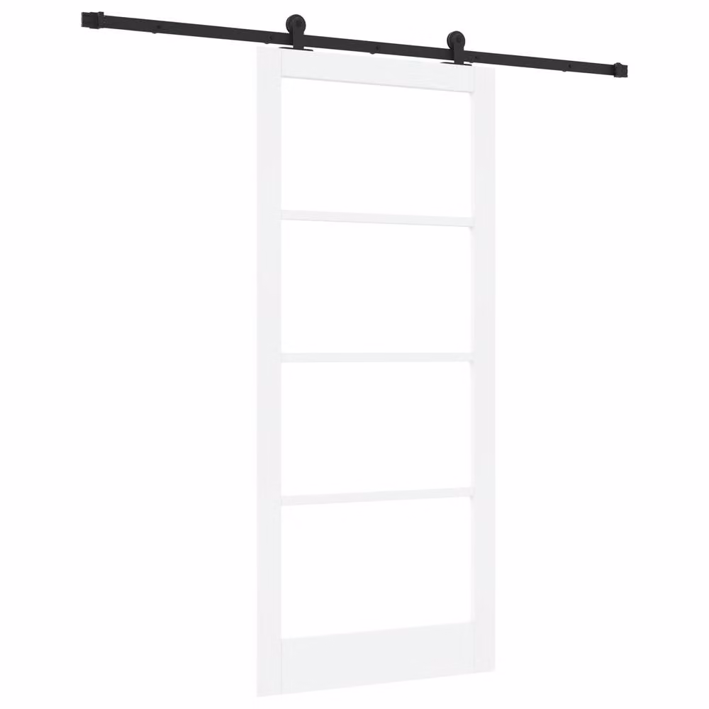 Berkfield Home Orkdal Modern Lacquered Sliding Door with Hardware Set, White, W: 93 cm, H: 211 cm – 2