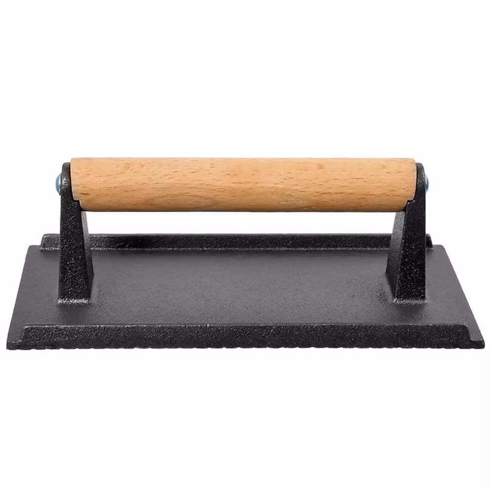 VOGREX 2-Piece Cast Iron Grill Press for Steak and Bacon in Black – 4