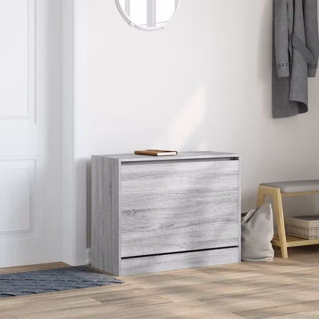 Berkfield Home Grey Sonoma Shoe Cabinet with Tilting Compartments, W/D/H: 80 x 34 x 63 cm