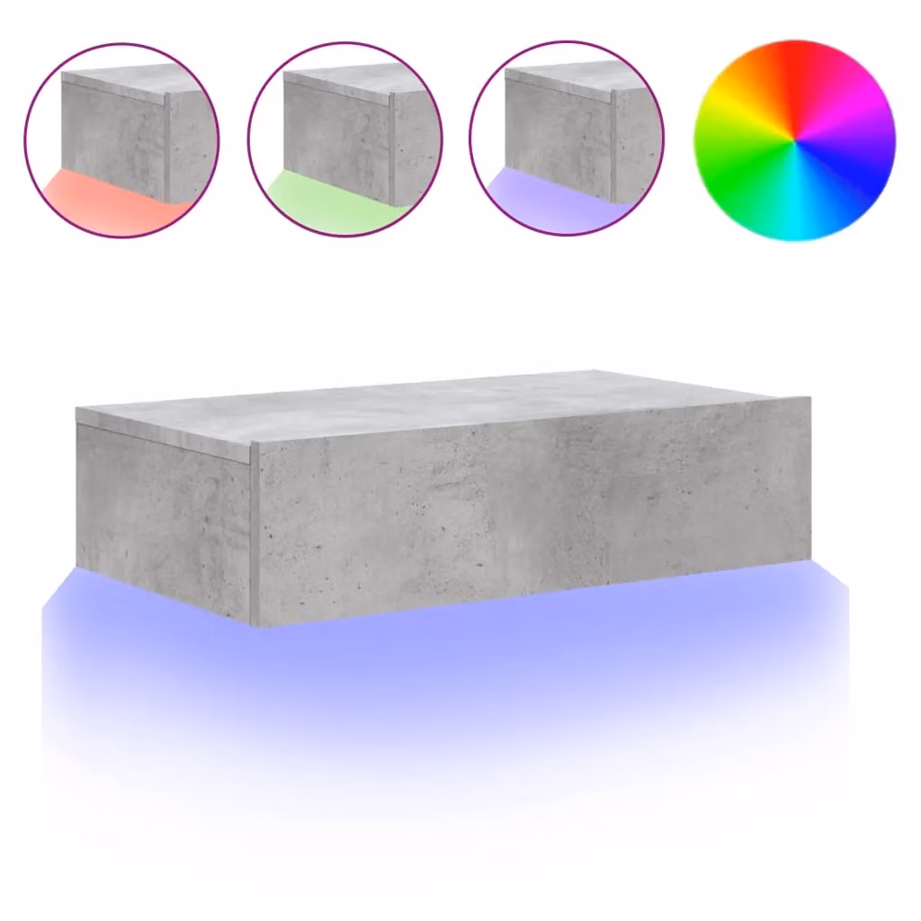Berkfield Home Modern TV Cabinet with LED Lights in Concrete Grey, W: 60 cm, D: 35 cm, H: 15.5 cm – 2