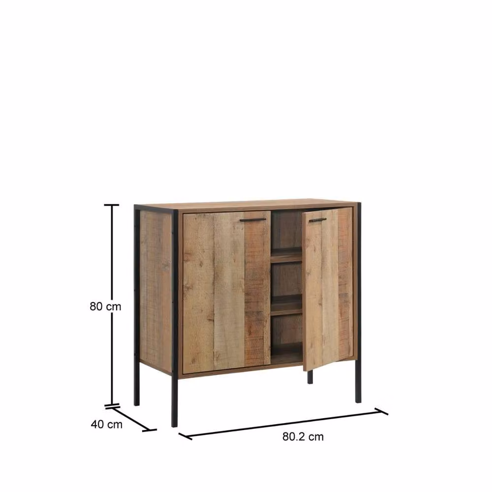 FLAVORA Rustic 2-Door Sideboard Storage Cabinet in Brown, W/D/H: 100 x 100 x 100 cm – 2