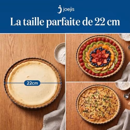 joeji's Kitchen Non-Stick Loose Base Round Tart Tin, 22cm, Grey – 5