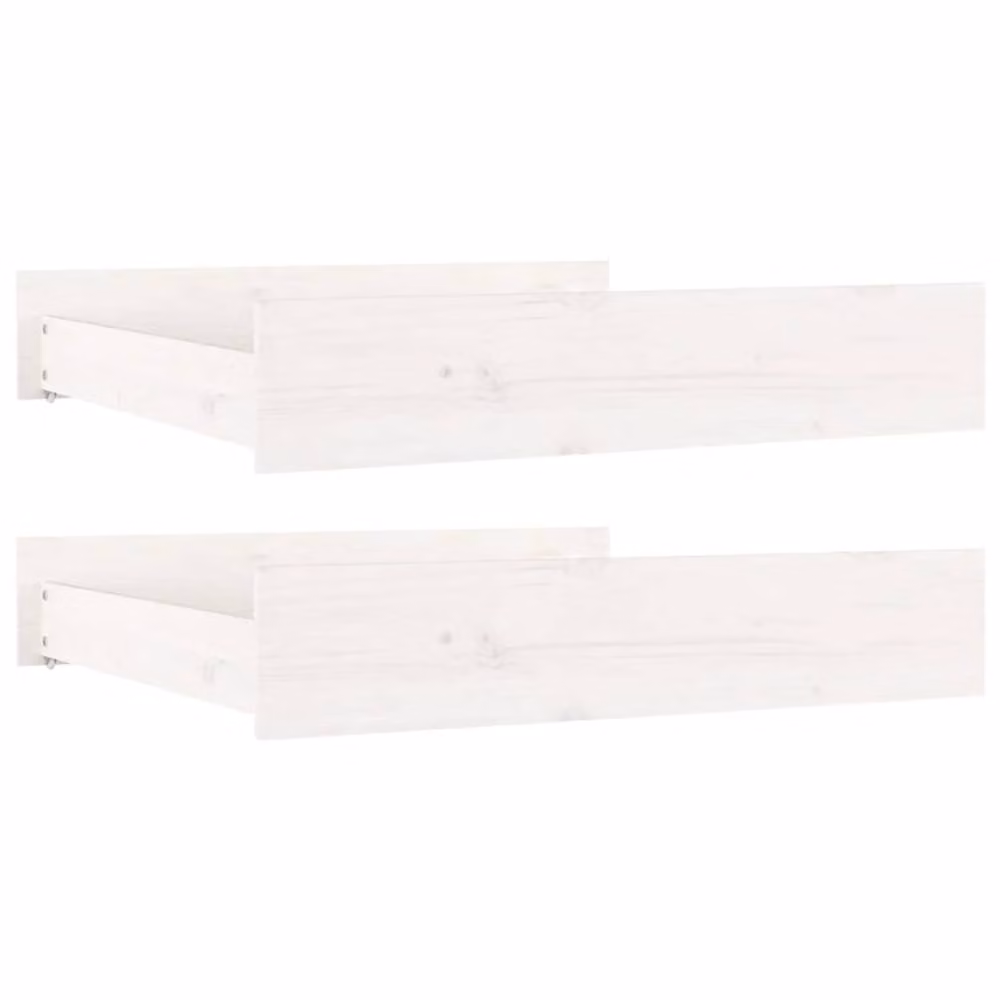 Berkfield Home Set of 2 White Solid Wood Pine Bedroom Bedside Drawers with Castors – 2