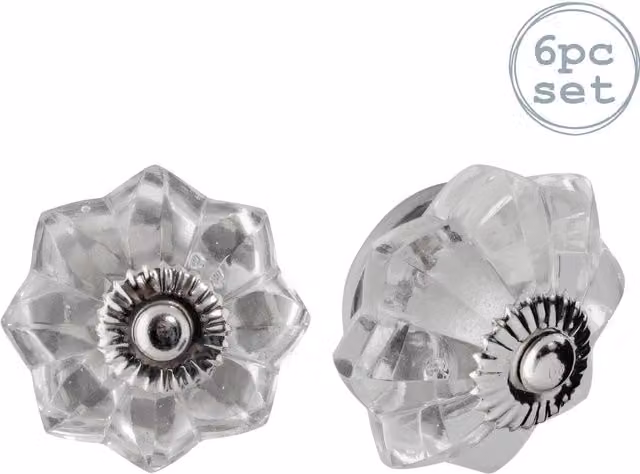 Nicola Spring Ceramic Knobs, Pack of 6, Transparent Yellow