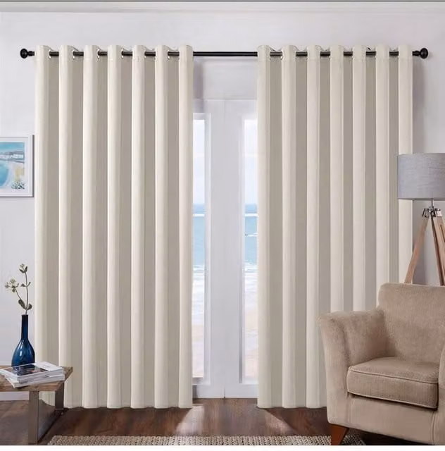 Garden Sanctuary Beige Blackout Curtains with Stainless Steel Eyelets, W: 229 cm, H: 229 cm – 1