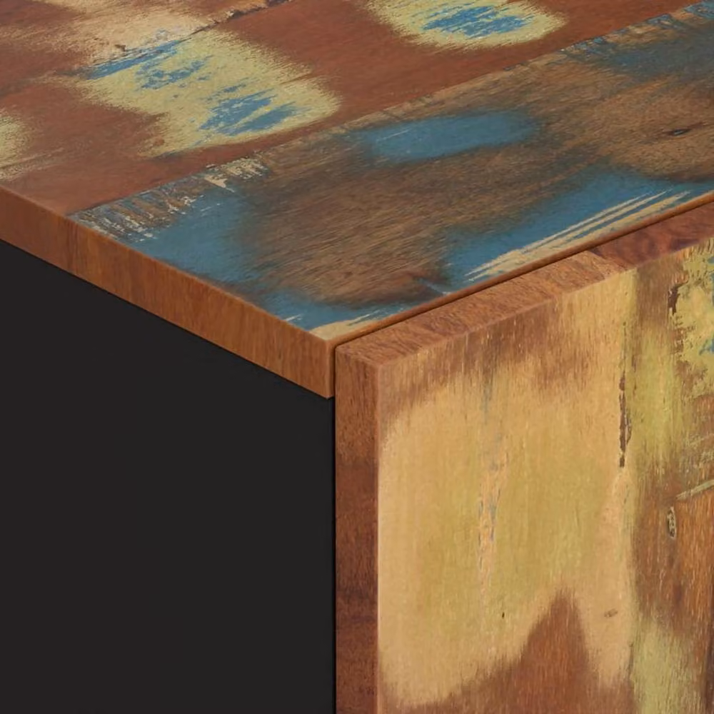 Berkfield Home Reclaimed Solid Wood Sideboard with 2 Doors, Multicolour, W/D/H: 90 x 33 x 75 cm – 5