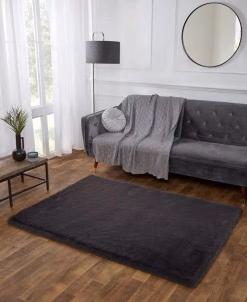 The Linen Consultancy TLC 5 Star Hotel Concept Super Luxe Faux Fur Charcoal Grey Throw, W: 80 cm x L: 150 cm