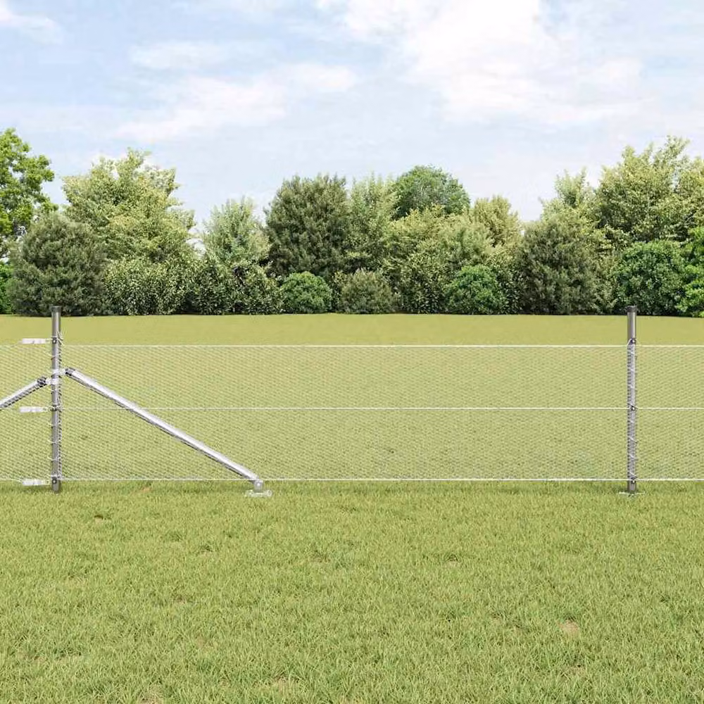 Berkfield Home Silver Galvanised Steel Hexagon In-Ground Fence – 2