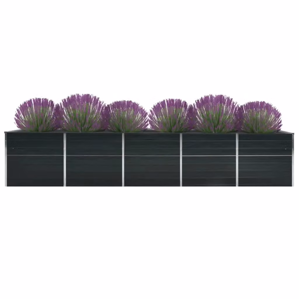 Berkfield Home Garden Galvanised Steel Raised Bed in Anthracite Black, W: 400 cm, D: 80 cm, H: 45 cm – 2
