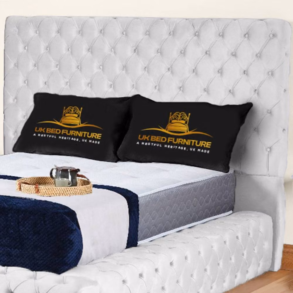 UK Bed Furniture Ambassador Ottoman Gas Lift Upholstered Super King Bed in White – 2
