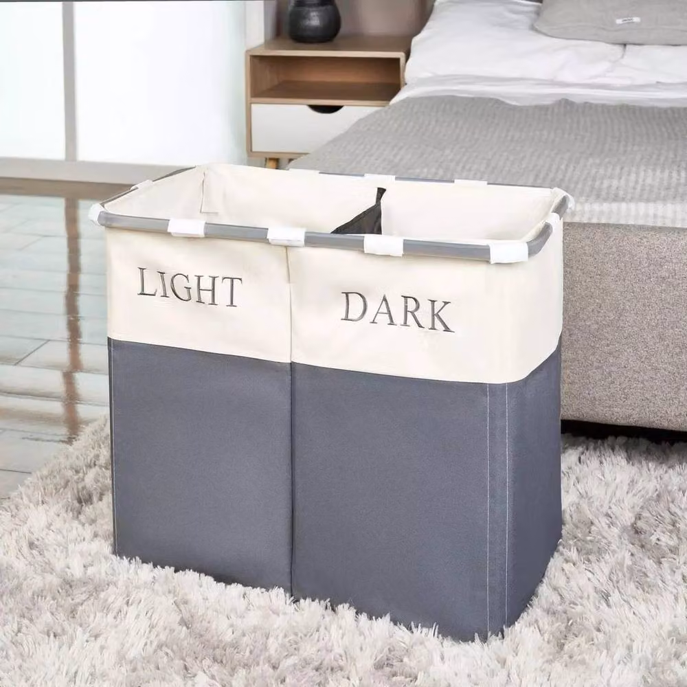 EONLION Grey Collapsible Fabric Laundry Hamper with Handles, 100 cm – 3