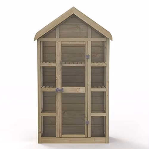Forest Garden Georgian Wall Greenhouse with Auto Vent, Green and Natural Timber, W/D/H: 115 x 46 x 183 cm – 1