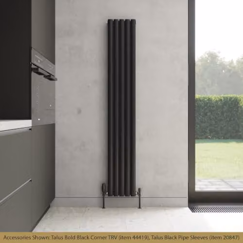UK Radiators Omeara Black Elliptical Tube Vertical Designer Radiator, H: 180 cm, W: 29 cm – 3