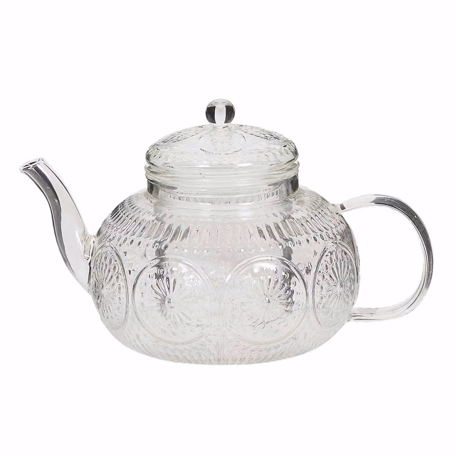 Dibor Gallano Clear Embossed Glass Teapot with Infuser – 2