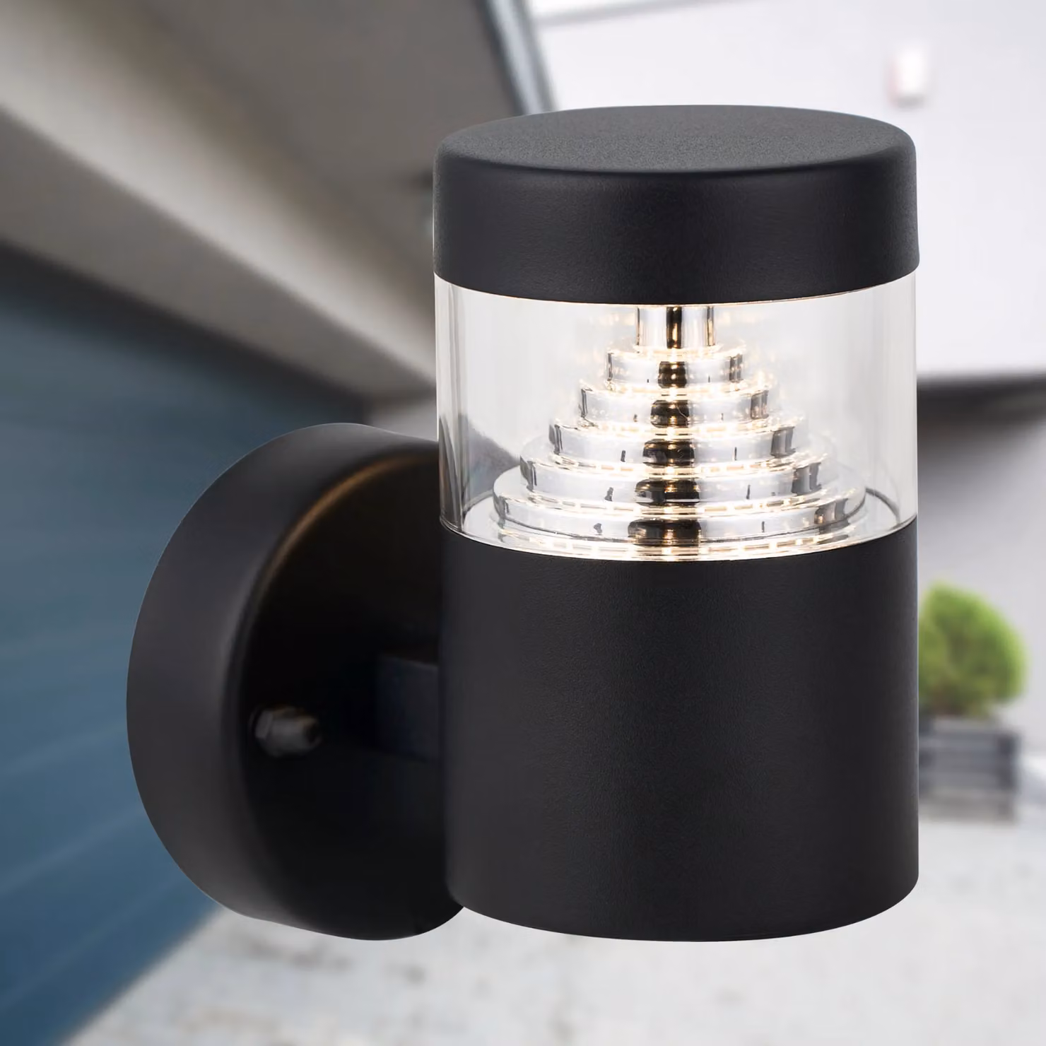 First Choice Lighting Pyramid Set of 2 Black LED Outdoor Wall Lights – 3