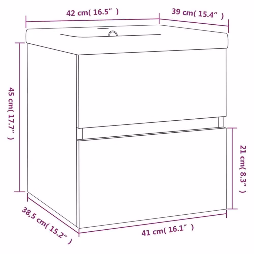 Berkfield Home Wall Mounted Bathroom Sink Cabinet with Built-in Basin in Grey Sonoma Matt MDF – 2