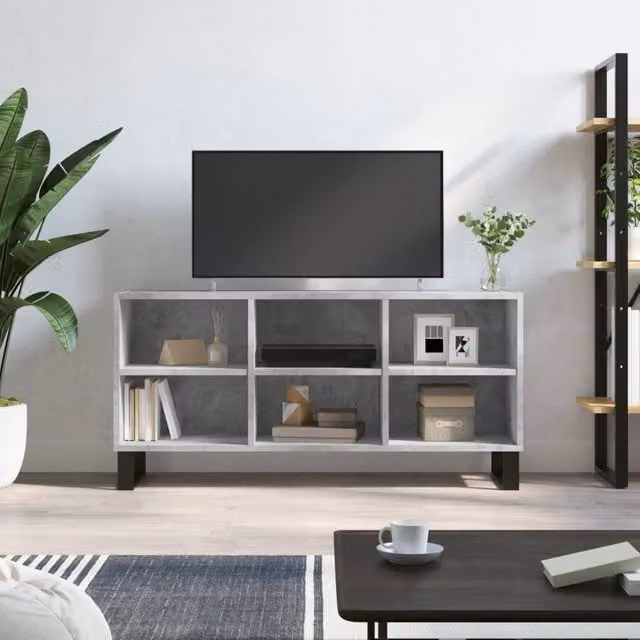 Berkfield Home Industrial TV Cabinet in Concrete Grey, W/D/H: 103.5 x 30 x 50 cm