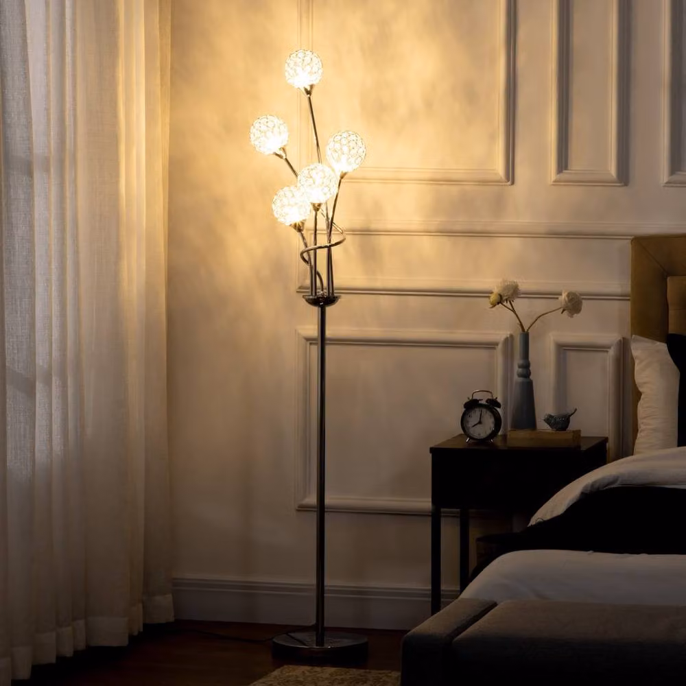 Wyld Haus Lomove 5 Light Silver Crystal and Metal Floor Lamp, Height: 156 cm – 3