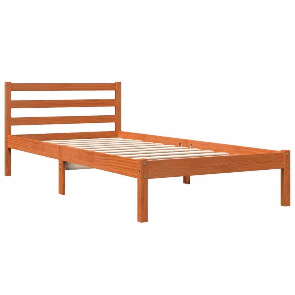 Berkfield Home Solid Wood Pine Bed Frame in Wax Brown, W/D/H: 90 x 200 cm – 3