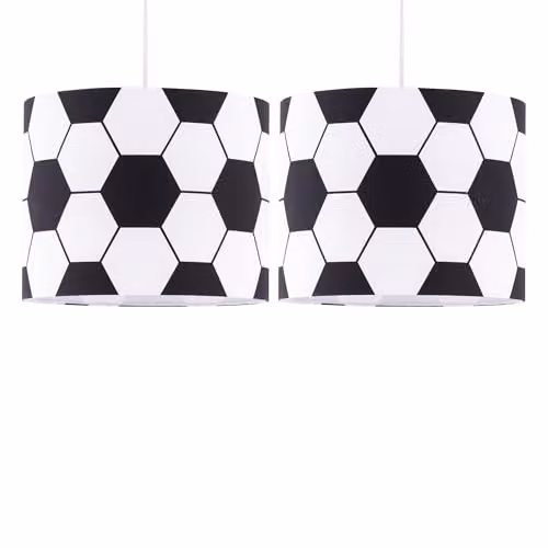 First Choice Lighting Set of 2 Footie Black and White Football Fabric Pendant Shades – 4