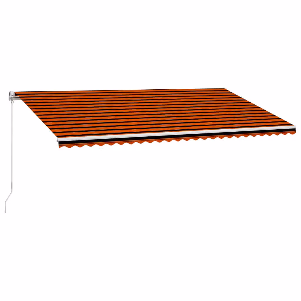 Berkfield Home Manual Retractable Wall-Mounted Awning with Folding Arms, Orange and Brown Striped Polyester, W: 600 cm, D: 300 cm – 2
