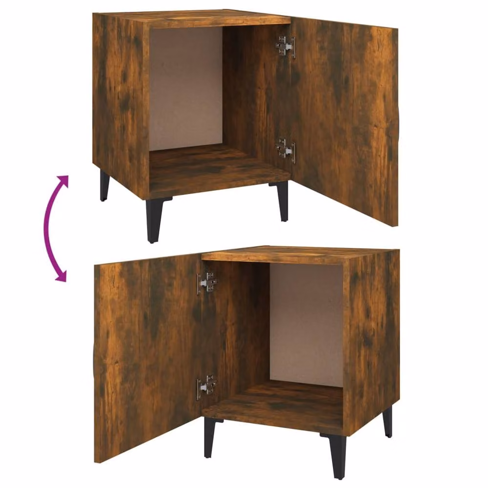 Berkfield Home Set of 2 Smoked Oak Bedside Cabinets in Brown – 3