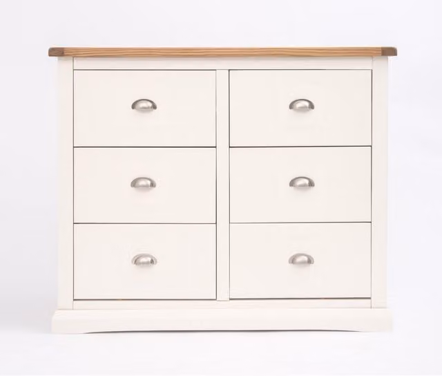 Cabinet Bits Cosenza 6 Drawer Chest of Drawers in White with Chrome Handles