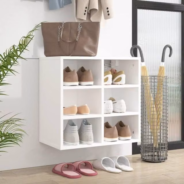 Berkfield Home White Wall Mounted Shoe Cabinet W/D/H: 52.5 x 30 x 50 cm